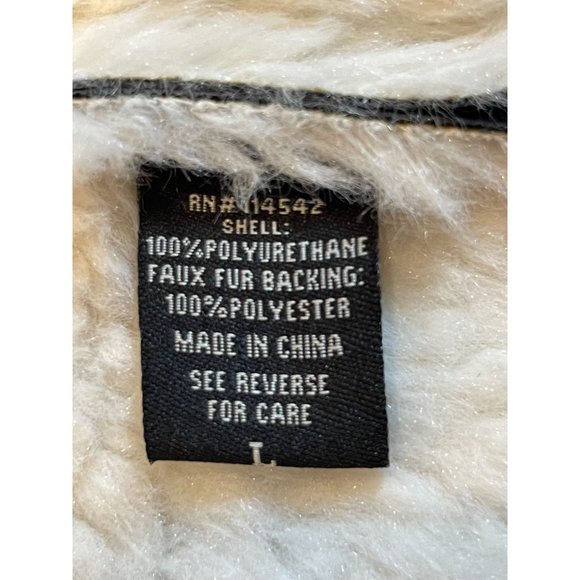 Jou Jou Womens Sherpa Leather Jacket Faux Fur Collar Front Button Black SZ Large - Picture 6 of 7